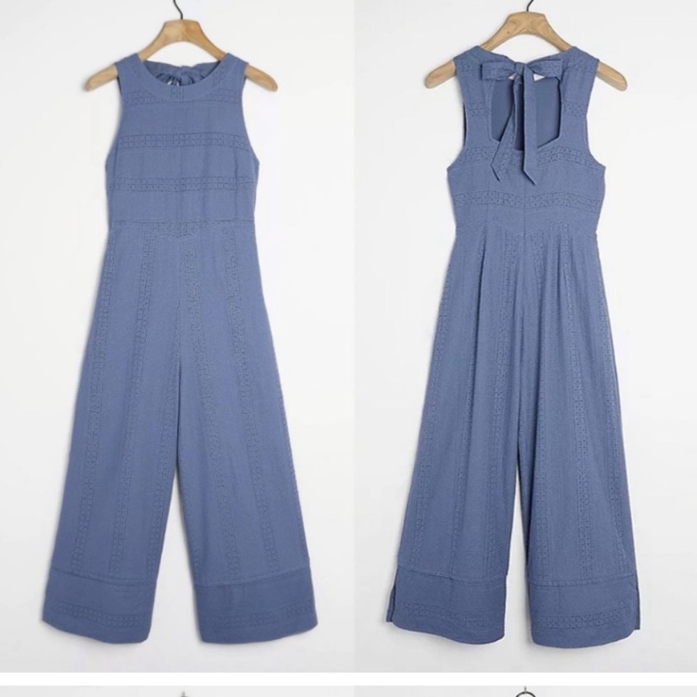 NWT Anthropologie Sancia Wide Leg Eyelet Jumpsuit Large